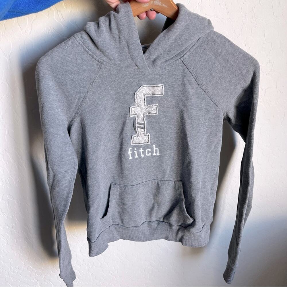 Abercrombie kids gray lace letter graphic logo sweatshirt girls size XL